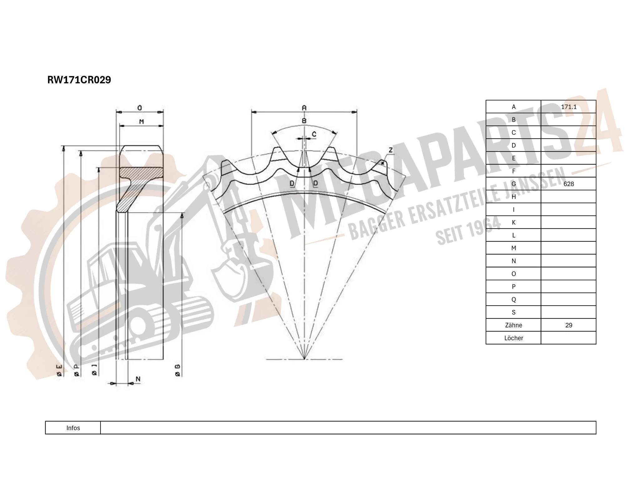 Antriebsrad für CATERPILLAR D4E LONG 69X (S/N: 1-aufwärts) Antriebsrad für CATERPILLAR D4E LONG 69X (S/N: 1-aufwärts)
